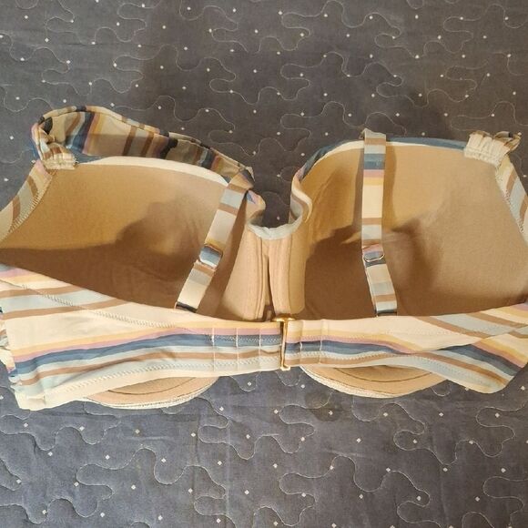 Shade & Shore Striped Multi-Color Women's Swim top size 38DD - Picture 2 of 4